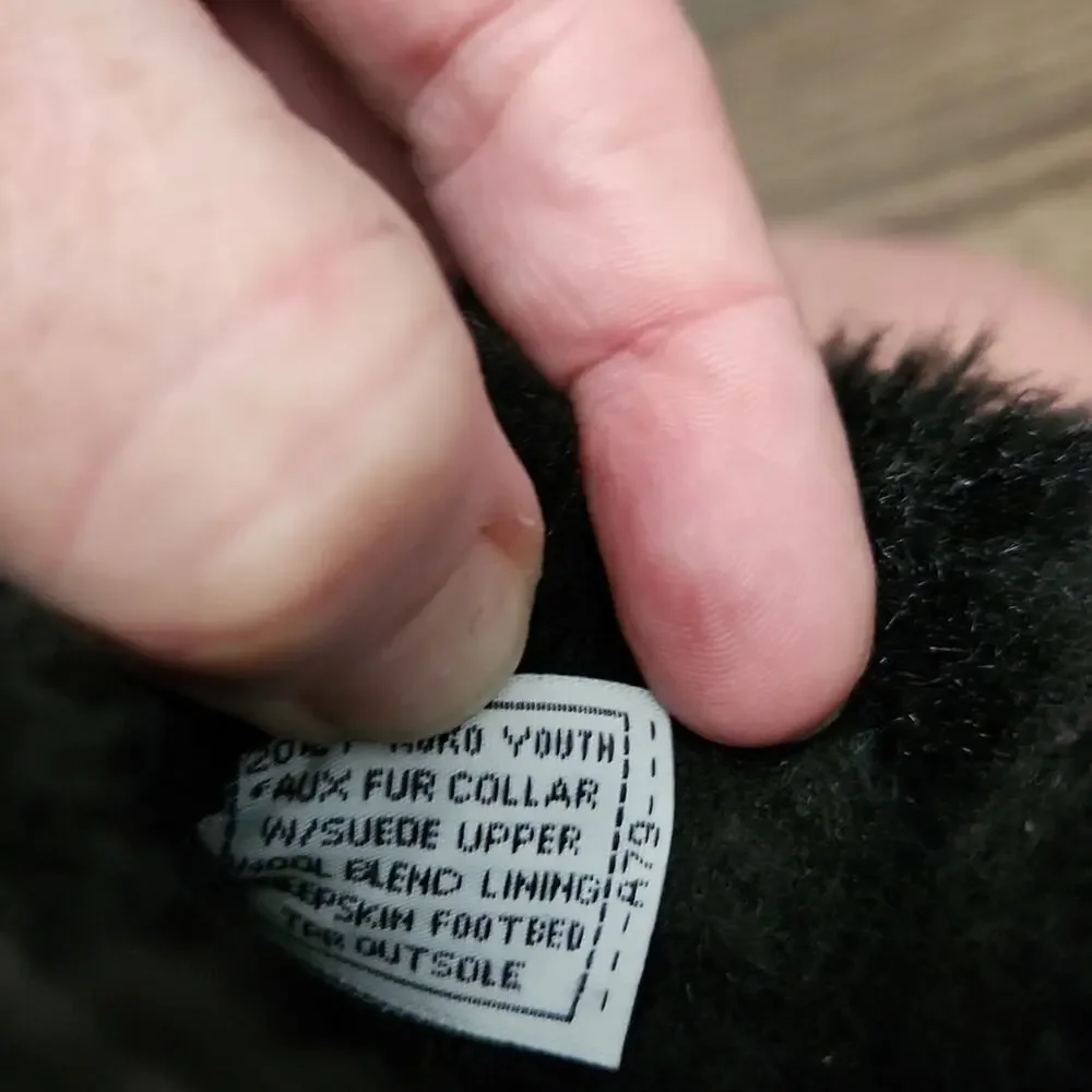 Bearpaw Youth‎ Black Faux Fur Suede Upper Wool Blend Lining Boots Size 4 Winter